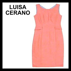 NWT LUISA CERANO Neon orange sleeveless cocktail bridal tailored dress